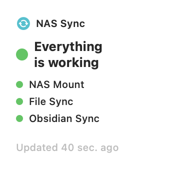 Small widget: Everything is working, with a dot for each part.